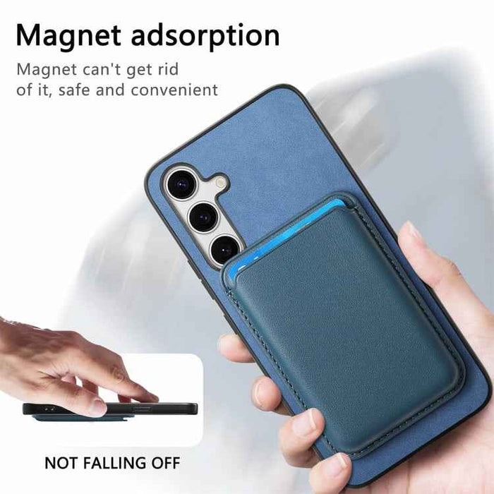 For Samsung Galaxy S24 5G Retro Magsafe Card Bag PU Back Cover Phone Case(Blue)