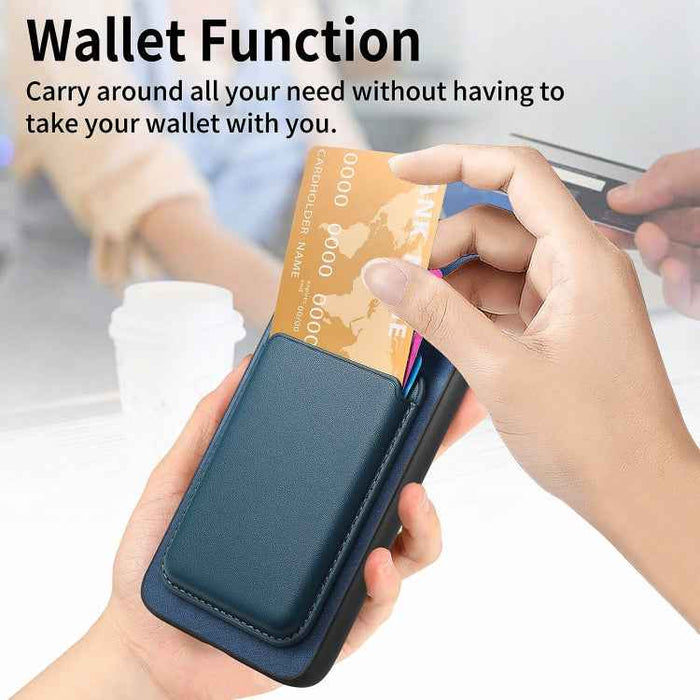 For Samsung Galaxy S24 5G Retro Magsafe Card Bag PU Back Cover Phone Case(Blue)