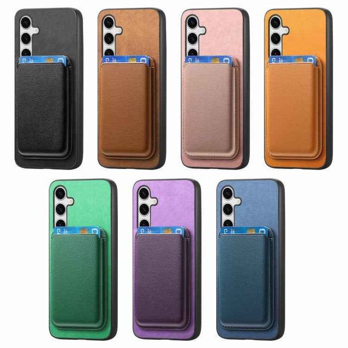 For Samsung Galaxy S24 FE 5G Retro Magsafe Card Bag PU Back Cover Phone Case(Pink)