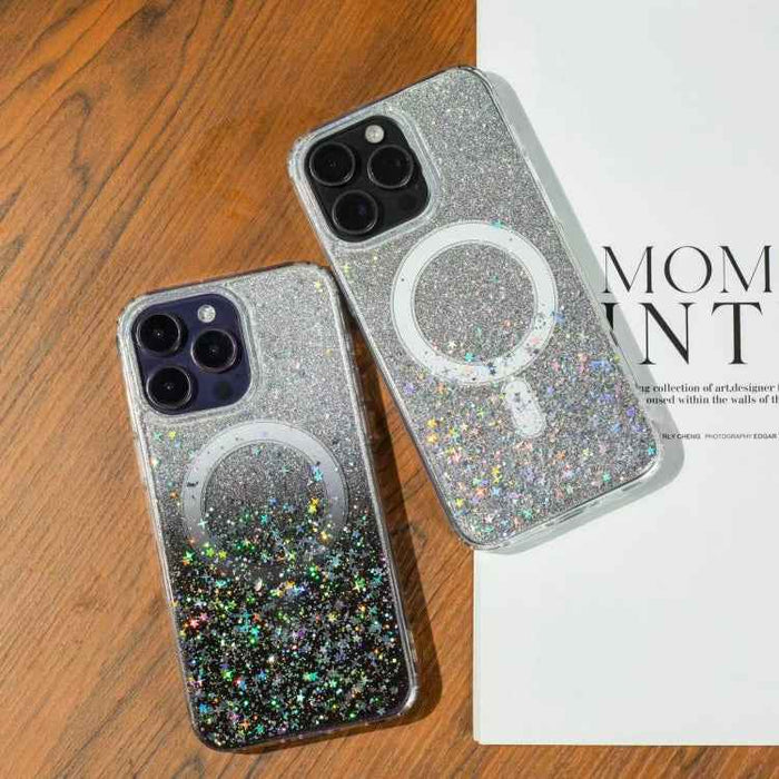 For iPhone 16e Gradient Glitter Starry MagSafe Phone Case(Gradient Green)