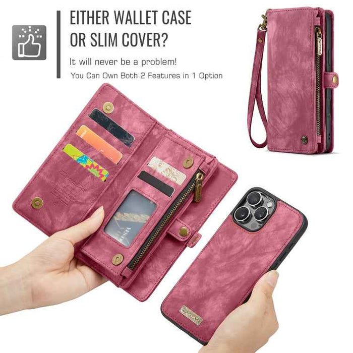 For iPhone 16 Pro Max CaseMe 008 Detachable Multifunctional Leather Phone Case(Red)