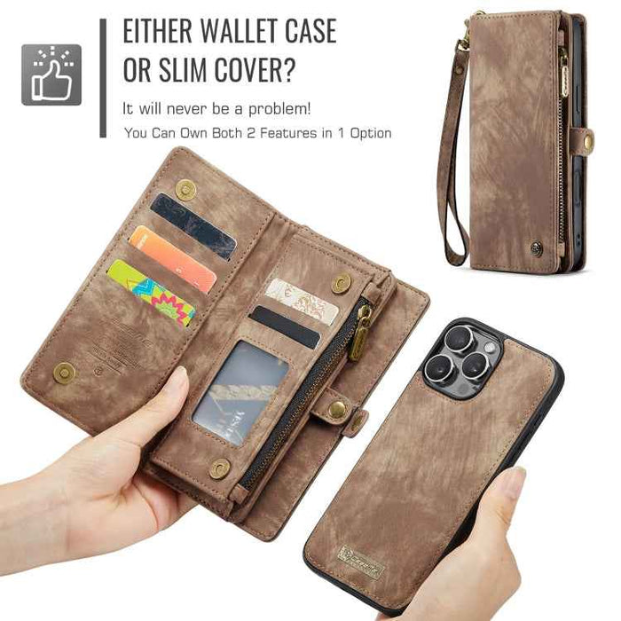 For iPhone 16 Pro Max CaseMe 008 Detachable Multifunctional Leather Phone Case(Brown)