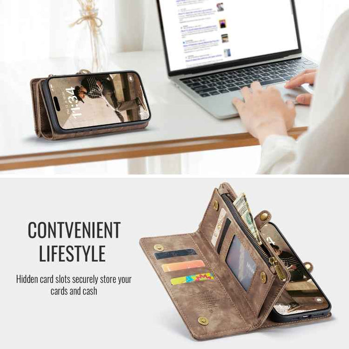 For iPhone 16 Pro Max CaseMe 008 Detachable Multifunctional Leather Phone Case(Brown)
