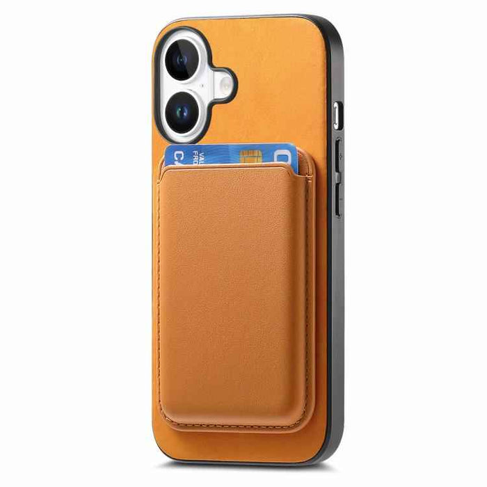 For iPhone 17 Retro Magsafe Card Bag PU Back Cover Phone Case(Yellow)