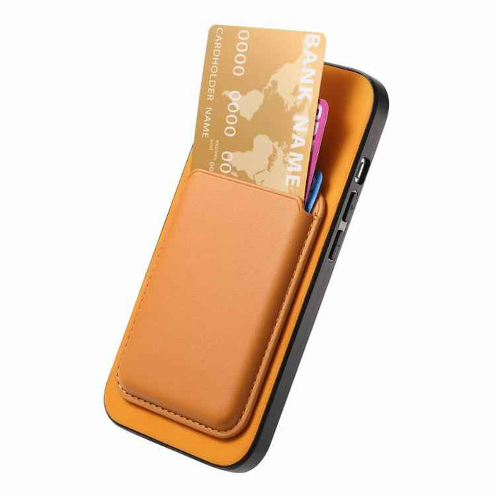 For iPhone 17 Retro Magsafe Card Bag PU Back Cover Phone Case(Yellow)