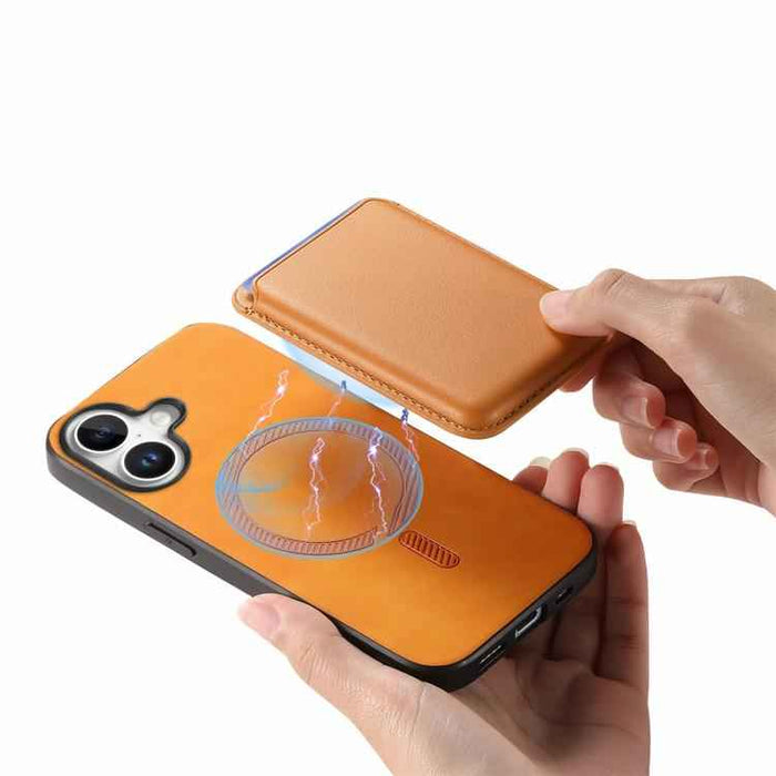 For iPhone 17 Retro Magsafe Card Bag PU Back Cover Phone Case(Yellow)