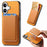 For iPhone 17 Retro Magsafe Card Bag PU Back Cover Phone Case(Yellow)