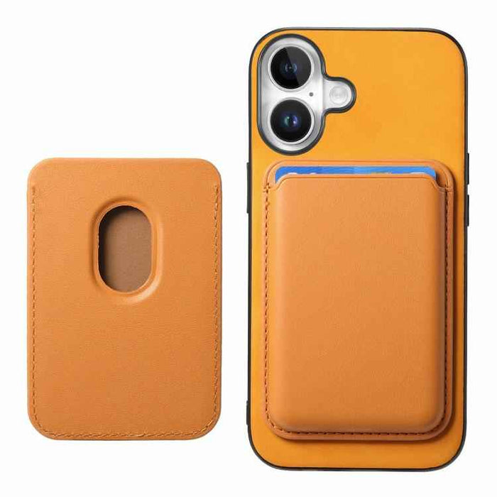 For iPhone 17 Retro Magsafe Card Bag PU Back Cover Phone Case(Yellow)