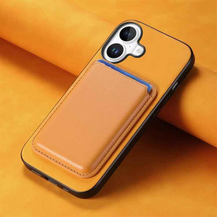 For iPhone 17 Retro Magsafe Card Bag PU Back Cover Phone Case(Yellow)