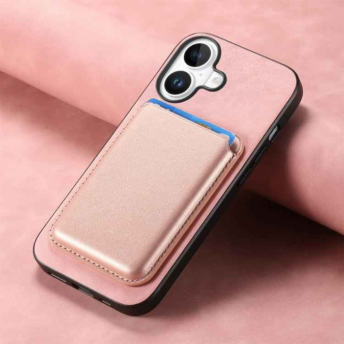 For iPhone 17 Retro Magsafe Card Bag PU Back Cover Phone Case(Pink)