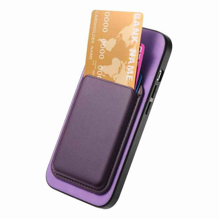 For iPhone 17 Retro Magsafe Card Bag PU Back Cover Phone Case(Purple)