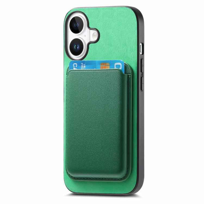 For iPhone 17 Retro Magsafe Card Bag PU Back Cover Phone Case(Green)