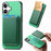For iPhone 17 Retro Magsafe Card Bag PU Back Cover Phone Case(Green)