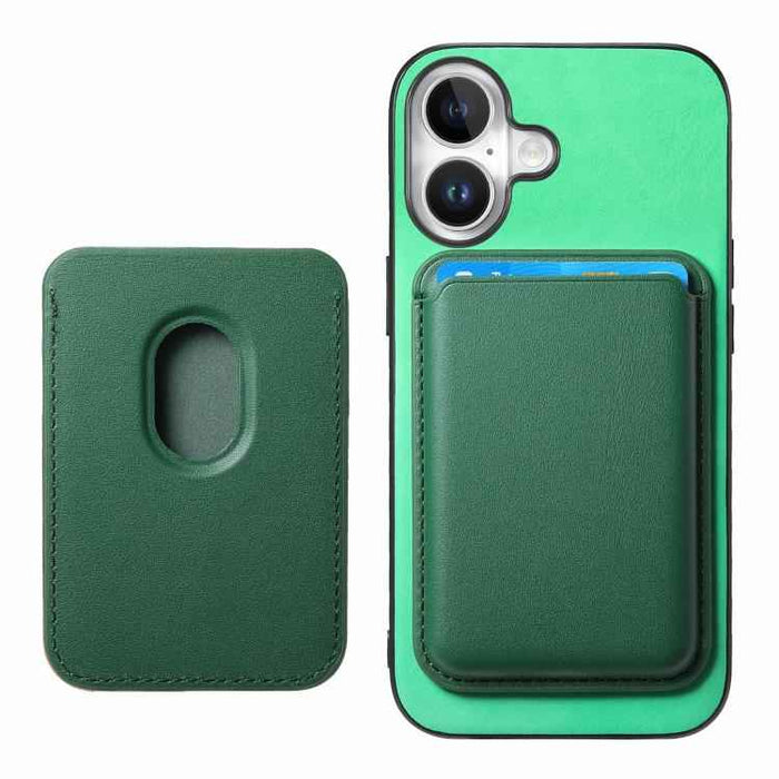 For iPhone 17 Retro Magsafe Card Bag PU Back Cover Phone Case(Green)