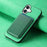 For iPhone 17 Retro Magsafe Card Bag PU Back Cover Phone Case(Green)
