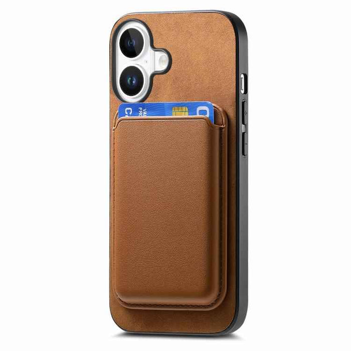 For iPhone 17 Retro Magsafe Card Bag PU Back Cover Phone Case(Brown)