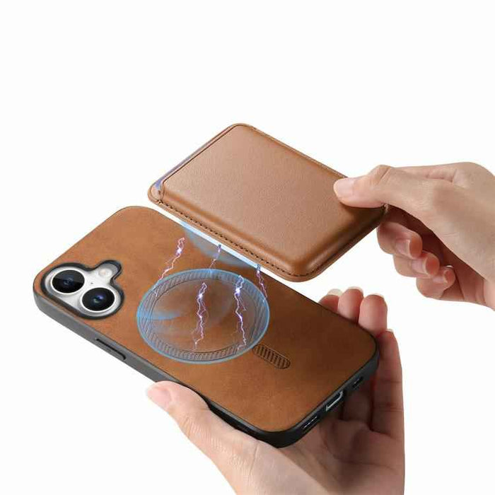 For iPhone 17 Retro Magsafe Card Bag PU Back Cover Phone Case(Brown)