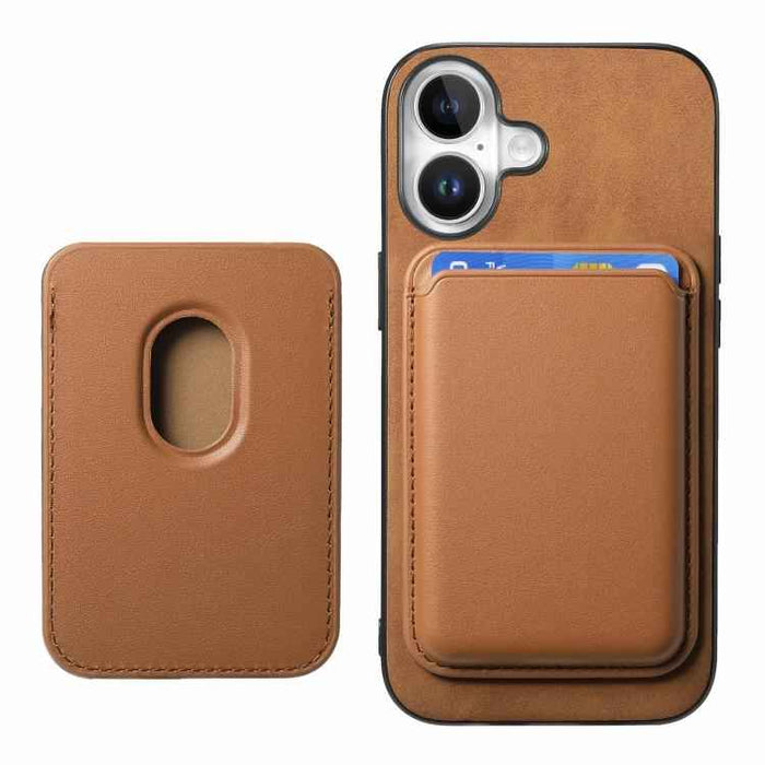 For iPhone 17 Retro Magsafe Card Bag PU Back Cover Phone Case(Brown)