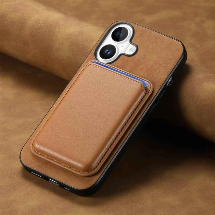 For iPhone 17 Retro Magsafe Card Bag PU Back Cover Phone Case(Brown)