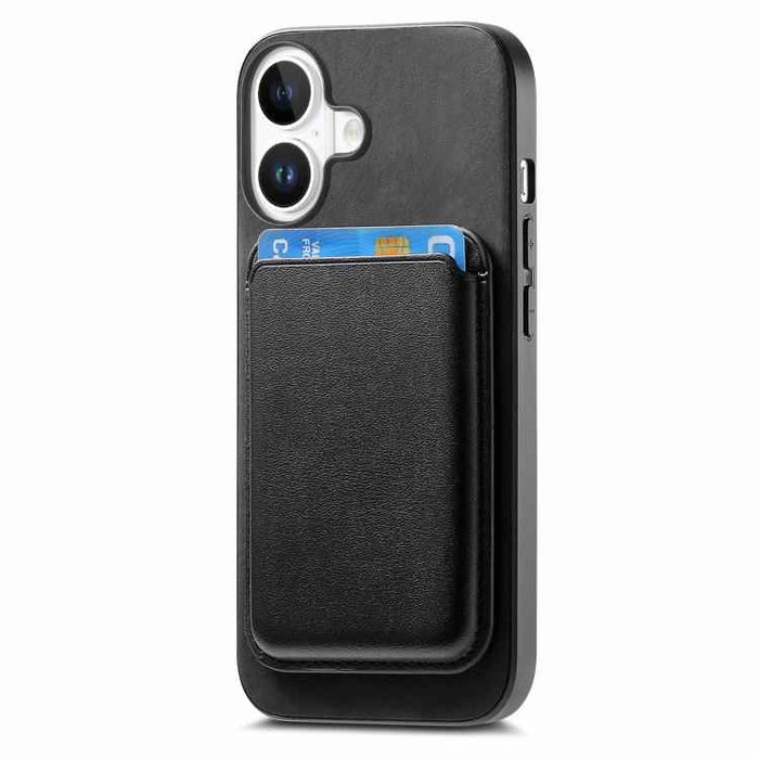 For iPhone 17 Retro Magsafe Card Bag PU Back Cover Phone Case(Black)