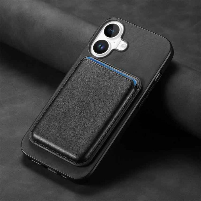 For iPhone 17 Retro Magsafe Card Bag PU Back Cover Phone Case(Black)