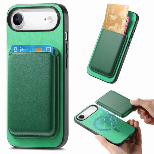 For iPhone Air Retro Magsafe Card Bag PU Back Cover Phone Case(Green)