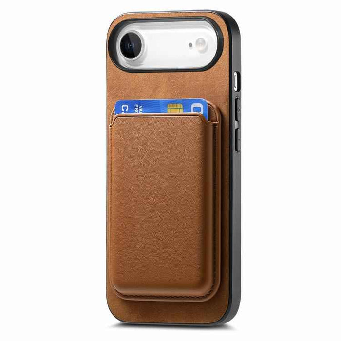 For iPhone Air Retro Magsafe Card Bag PU Back Cover Phone Case(Brown)