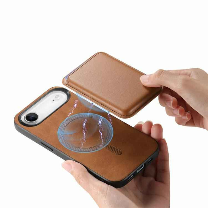 For iPhone Air Retro Magsafe Card Bag PU Back Cover Phone Case(Brown)