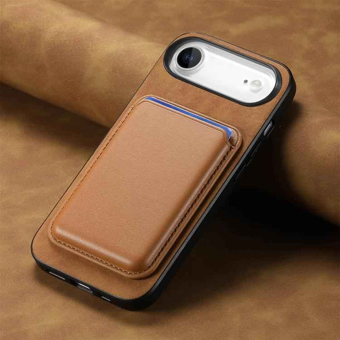 For iPhone Air Retro Magsafe Card Bag PU Back Cover Phone Case(Brown)