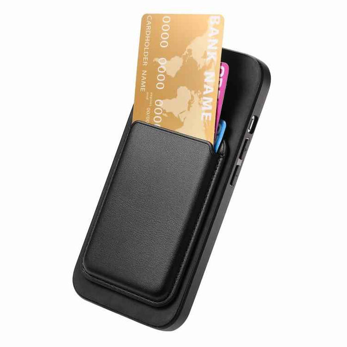 For iPhone Air Retro Magsafe Card Bag PU Back Cover Phone Case(Black)