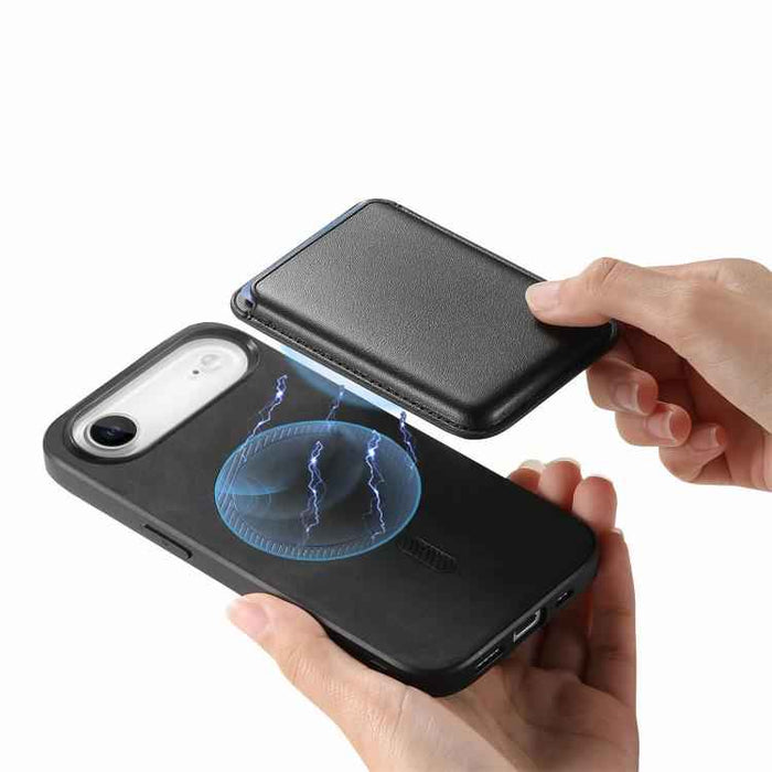 For iPhone Air Retro Magsafe Card Bag PU Back Cover Phone Case(Black)