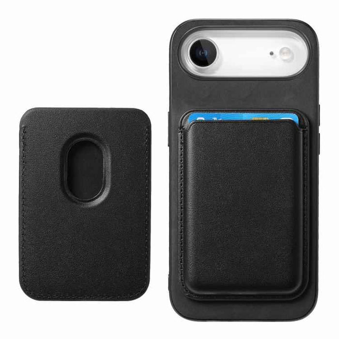 For iPhone Air Retro Magsafe Card Bag PU Back Cover Phone Case(Black)