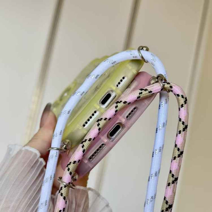 For iPhone 16 Pro Crossbody Wave Edge Butterfly TPU Phone Case(Pink)