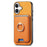 For iPhone 17 Retro Cross Leather Card Bag MagSafe Phone Case(Yellow)