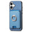 For iPhone 17 Retro Cross Leather Card Bag MagSafe Phone Case(Blue)