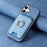 For iPhone 17 Retro Cross Leather Card Bag MagSafe Phone Case(Blue)