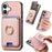 For iPhone 17 Retro Cross Leather Card Bag MagSafe Phone Case(Pink)