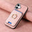 For iPhone 17 Retro Cross Leather Card Bag MagSafe Phone Case(Pink)