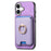 For iPhone 17 Retro Cross Leather Card Bag MagSafe Phone Case(Purple)