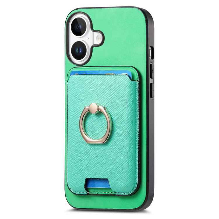 For iPhone 17 Retro Cross Leather Card Bag MagSafe Phone Case(Green)
