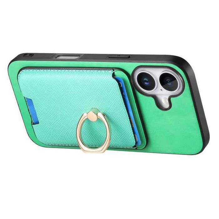 For iPhone 17 Retro Cross Leather Card Bag MagSafe Phone Case(Green)