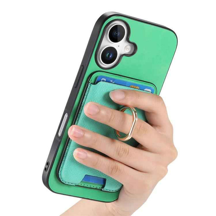 For iPhone 17 Retro Cross Leather Card Bag MagSafe Phone Case(Green)