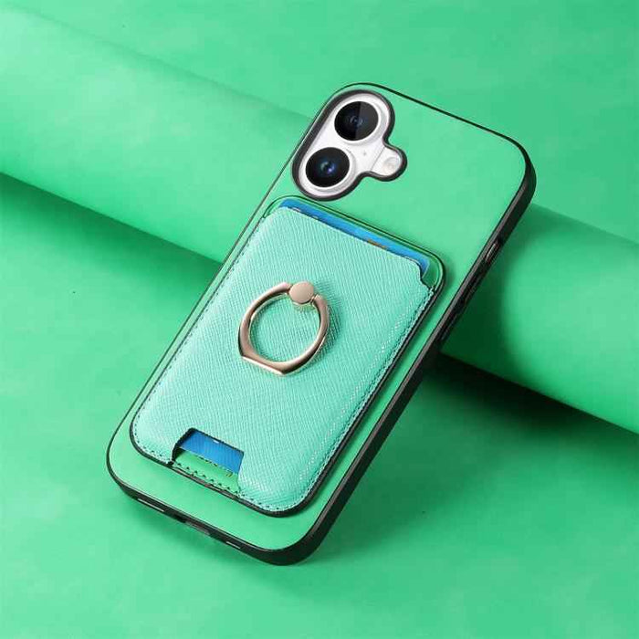 For iPhone 17 Retro Cross Leather Card Bag MagSafe Phone Case(Green)