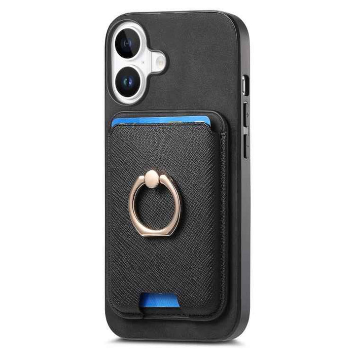 For iPhone 17 Retro Cross Leather Card Bag MagSafe Phone Case(Black)
