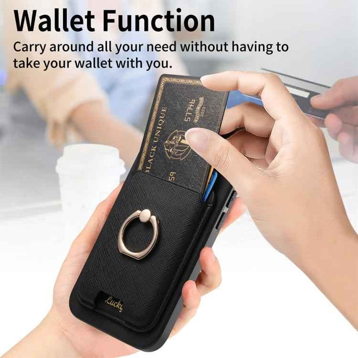 For iPhone 17 Retro Cross Leather Card Bag MagSafe Phone Case(Black)