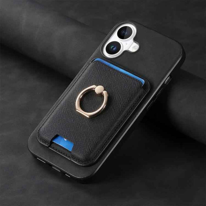 For iPhone 17 Retro Cross Leather Card Bag MagSafe Phone Case(Black)