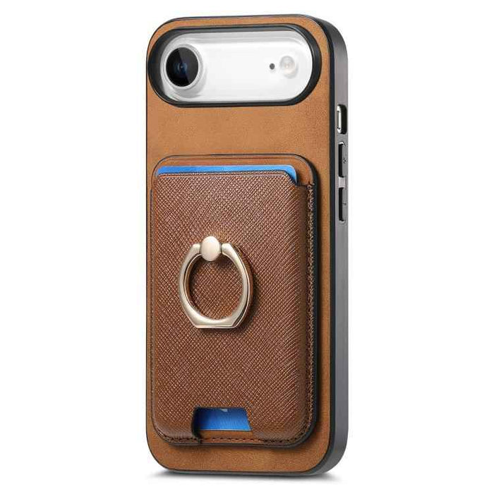 For iPhone Air Retro Cross Leather Card Bag MagSafe Phone Case(Brown)