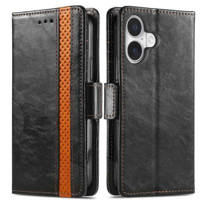 For iPhone 17 CaseNeo Splicing Dual Magnetic Buckle Leather Phone Case(Black)