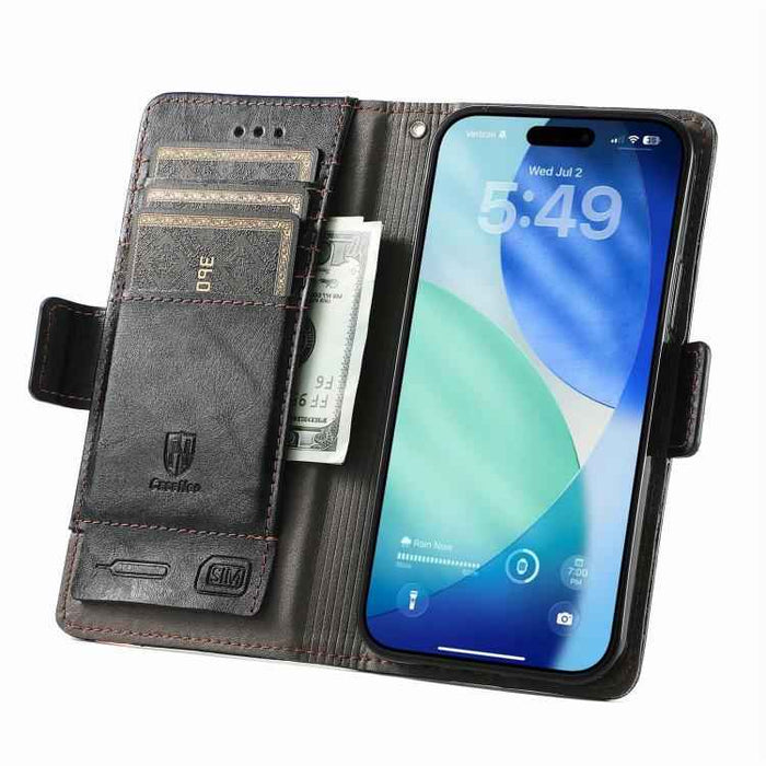 For iPhone 17 CaseNeo Splicing Dual Magnetic Buckle Leather Phone Case(Black)