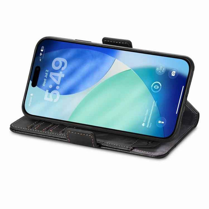 For iPhone 17 CaseNeo Splicing Dual Magnetic Buckle Leather Phone Case(Black)